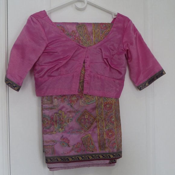pink indian sari with blouse - Picture 2 of 6